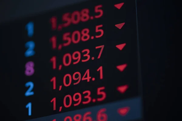 赤の数字で株式市場の取引所グラフ価格の下落｜Investme — ストック写真