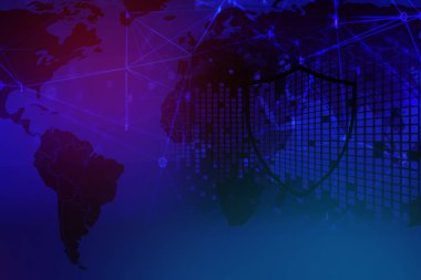 Veri güvenlik sistemleri bilgisayarı, veri ağında kalkan ve w