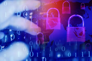 Dijital nu üzerinde kilitlenmiş veri güvenlik sistemleri bilgisayarı