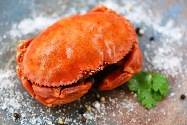 Fresh crab on black plate background / Cooked crab seafood