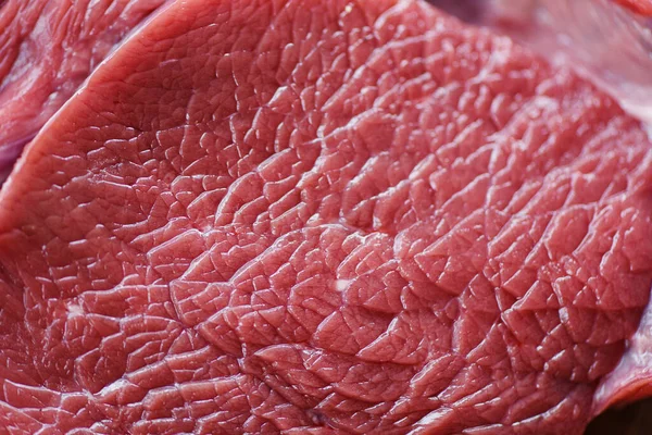 Proteína Animal Fatias Carne Bovino Fresca Close Details Raw Beef — Fotografia de Stock