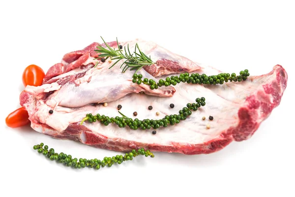 Costolette Maiale Crude Carne Isolata Fondo Bianco Costolette Maiale Fresche — Foto Stock