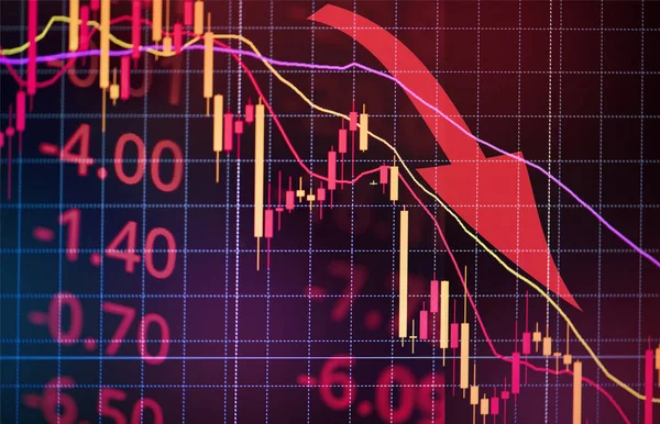 Indicador Gráfico Investimento Análise Gráfico Negociação Perda Mercado Ações Gráfico — Fotografia de Stock