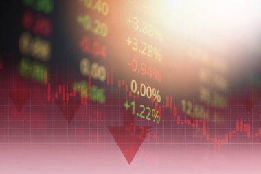 Borsa kayıpları borsa ticaret grafiği analizi yatırım göstergesi finansal dijital arkaplan grafikleri hisse senedi krizi düşüşü kırmızı fiyat düşüşü eğilimi çizelgesi
