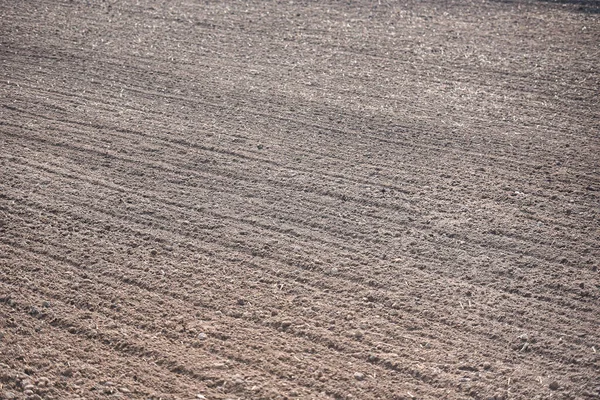 Row Plow Field Prepared Planting Crops Spring Plowed Field Truck — Stock Photo, Image