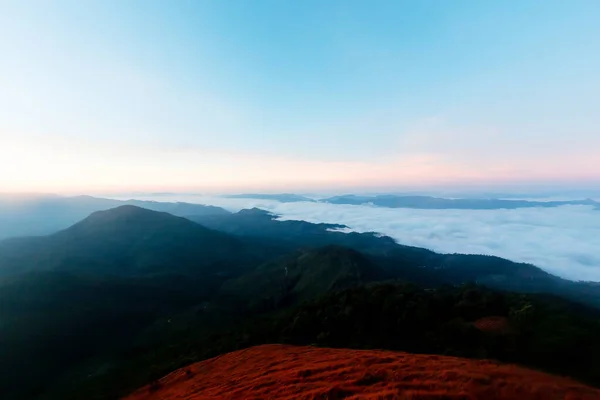 beautiful Fog at the top of the mountain Before sunrise at Pucco Mountain Thailand