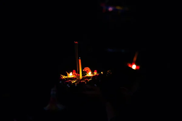 Loykratong Festival Thailand People Come Out Loi Krathong Ask Blessings — Stock Photo, Image