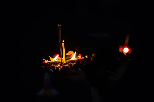 Festival Loykratong Tailandia Gente Viene Loi Krathong Para Pedir Bendiciones —  Fotos de Stock