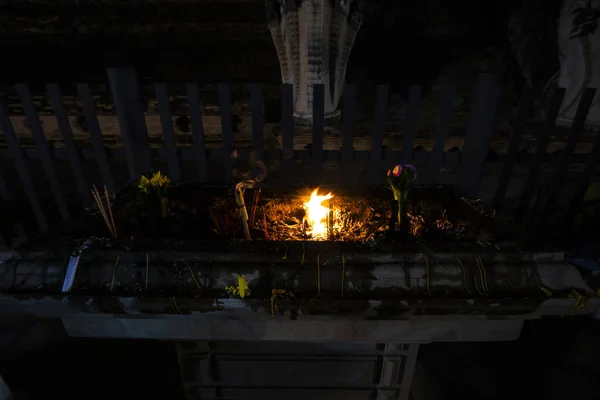 Kerze Entzündete Tradition Tempel Von Thailand — Stockfoto