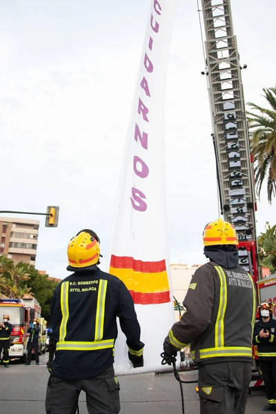 Málaga Espanha Abril 2020 Covid Homenagem Aos Profissionais Saúde Hospital — Fotografia de Stock