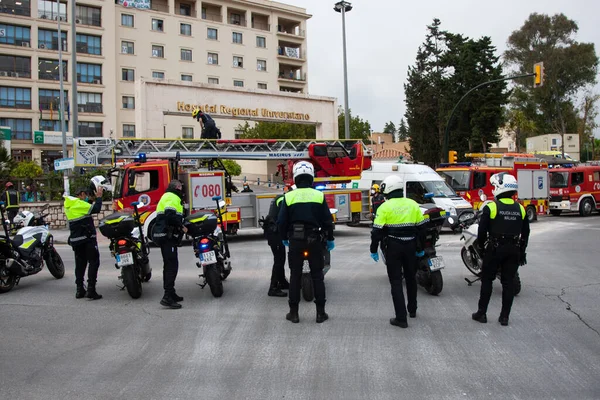 Malaga Spanien Apr 2020 Covid Tribute Applåder Till Vårdpersonal Sjukhuset — Stockfoto