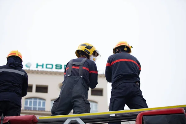 스페인 2012 Covid Tribute Health Men Mlaga Local Police Firemen — 스톡 사진