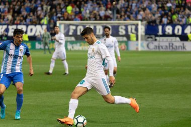 Mlaga, İspanya. 15 Nisan 2018. La Liga Maçı Mlaga C.F. - Real Madrid C.F..