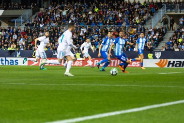 Mlaga, İspanya. 15 Nisan 2018. La Liga Maçı Mlaga C.F. - Real Madrid C.F..