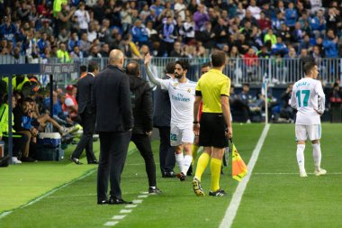 Mlaga, İspanya. 15 Nisan 2018. La Liga Maçı Mlaga C.F. - Real Madrid C.F..