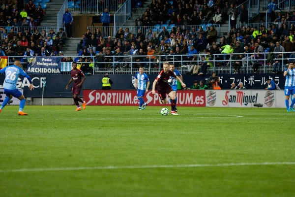 Málaga Espanha Março 2018 Liga Match Málaga Barcelona — Fotografia de Stock