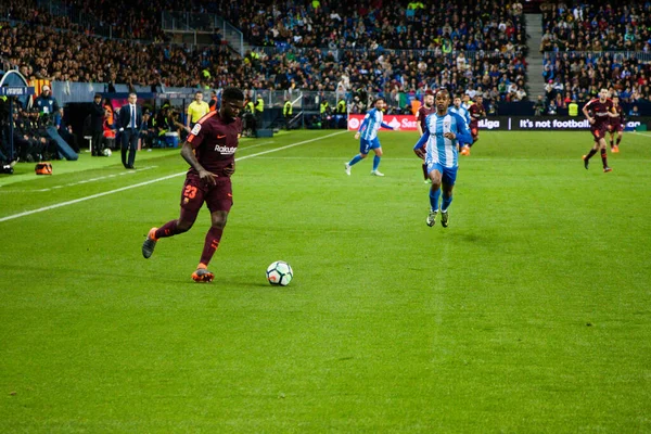 Málaga Espanha Março 2018 Liga Match Málaga Barcelona — Fotografia de Stock