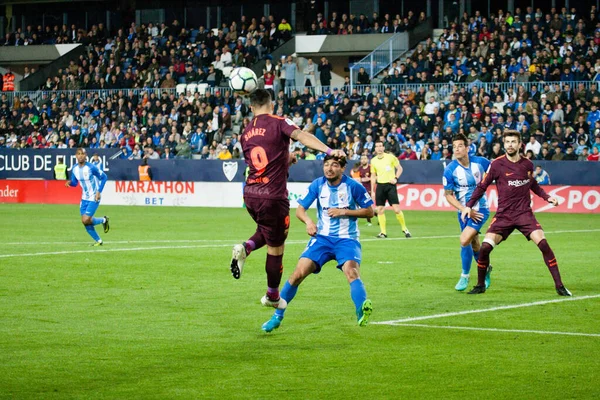 Málaga Espanha Março 2018 Liga Match Málaga Barcelona — Fotografia de Stock