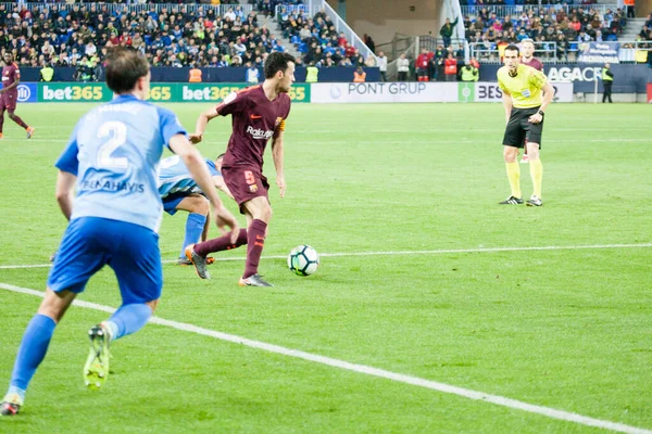 Málaga Espanha Março 2018 Liga Match Málaga Barcelona — Fotografia de Stock