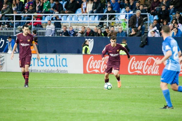 Malaga Spanje Maart 2018 Liga Match Malaga Barcelona — Stockfoto