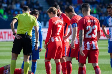 Malaga, İspanya. 9 Şubat 2018. La Liga Maçı Malaga C.F. - Atletico de Madrid. 