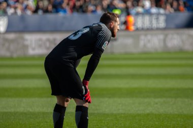 Malaga, İspanya. 9 Şubat 2018. La Liga Maçı Malaga C.F. - Atletico de Madrid 'de. oblak