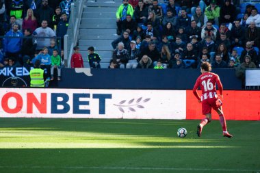 Malaga, İspanya. 9 Şubat 2018. La Liga Maçı Malaga C.F. - Atletico de Madrid 'de. Versjiko