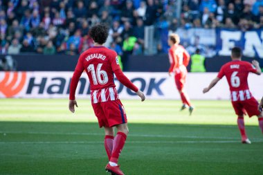 Malaga, İspanya. 9 Şubat 2018. La Liga Maçı Malaga C.F. - Atletico de Madrid 'de. Versjiko