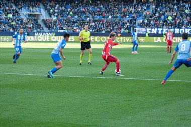 Malaga, İspanya. 9 Şubat 2018. La Liga Maçı Malaga C.F. - Atletico de Madrid 'de. Antoine Griezmann