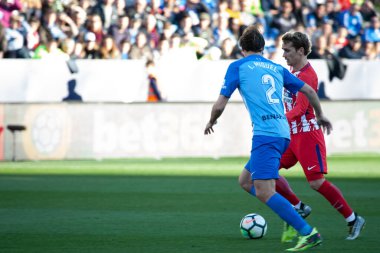 Malaga, İspanya. 9 Şubat 2018. La Liga Maçı Malaga C.F. - Atletico de Madrid 'de. Antoine Griezmann