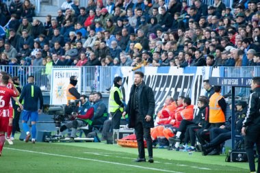 Malaga, İspanya. 9 Şubat 2018. La Liga Maçı Malaga C.F. - Atletico de Madrid 'de. Birisi