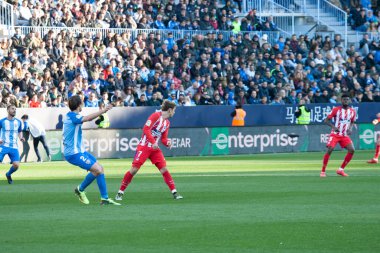 Malaga, İspanya. 9 Şubat 2018. La Liga Maçı Malaga C.F. - Atletico de Madrid 'de. Antoine Griezmann