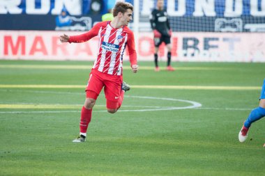 Malaga, İspanya. 9 Şubat 2018. La Liga Maçı Malaga C.F. - Atletico de Madrid 'de. Antoine Griezmann