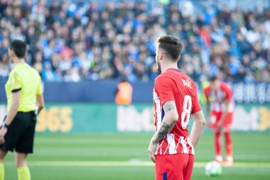 Malaga, İspanya. 9 Şubat 2018. La Liga Maçı Malaga C.F. - Atletico de Madrid 'de. Saul.