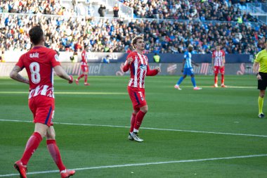 Malaga, İspanya. 9 Şubat 2018. La Liga Maçı Malaga C.F. - Atletico de Madrid 'de. Antoine Griezmann