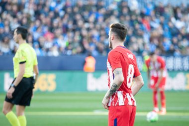 Malaga, İspanya. 9 Şubat 2018. La Liga Maçı Malaga C.F. - Atletico de Madrid 'de. Saul.