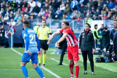 Malaga, İspanya. 9 Şubat 2018. La Liga Maçı Malaga C.F. - Atletico de Madrid 'de. Felipe Luis.