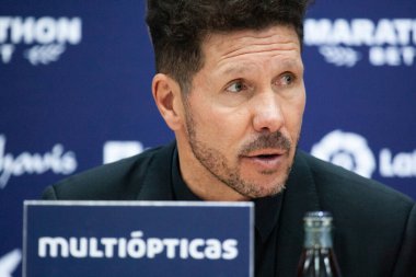 Malaga, İspanya. 9 Şubat 2018. La Liga Maçı Malaga C.F. - Atletico de Madrid 'de. Basın toplantısından biri.