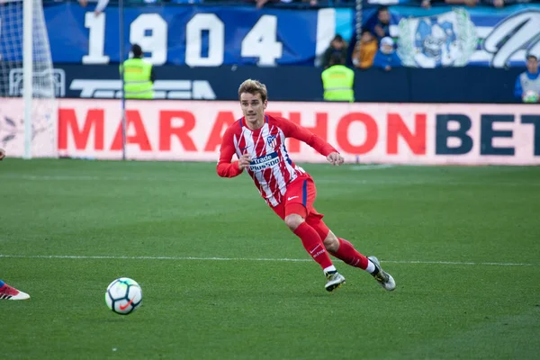 Málaga Espanha Fevereiro 2018 Liga Match Málaga Atlético Madrid Antoine — Fotografia de Stock