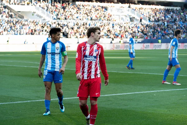 Malaga, İspanya. 9 Şubat 2018. La Liga Maçı Malaga C.F. - Atletico de Madrid 'de. Antoine Griezmann