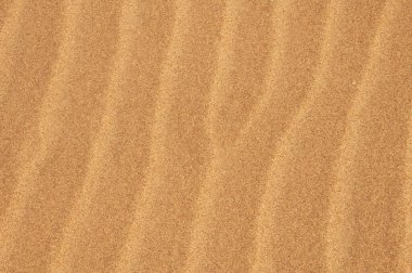 Yazın kumlu plaj desenini kapatın. Sarı kum dalgaları. Kum tepeleri.