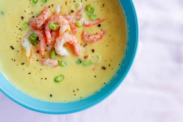 Soup with shrimp, the view from the top — Stock Photo, Image