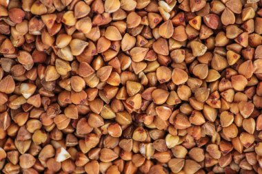 Karabuğday tarlalarının makro fotoğrafı. Karabuğday arkaplan dokusu. Stok Fotoğrafı Karabuğday lapası ürünü. Vejetaryen yemeği