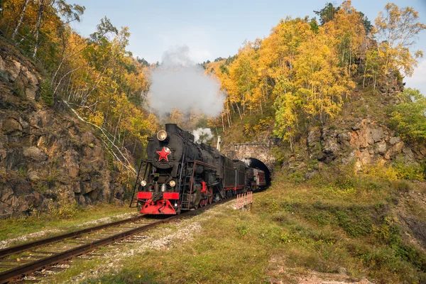 Old steam locomotive in the Circum-Baikal Railway — Stock Image Old steam locomotive in the Circum-Baikal Railway Stock Image