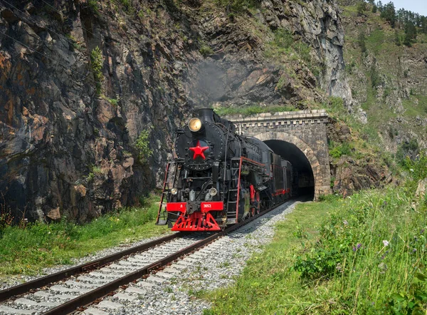 Stará Parní Lokomotiva Krugobajkalská Železnice — Stock fotografie