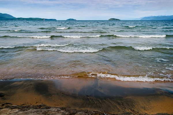 Sandy Meludah Teluk Chivyrkuy Danau Baikal — Stok Foto