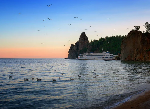 Abend Sandiger Bucht Südlich Des Baikalsees — Stockfoto