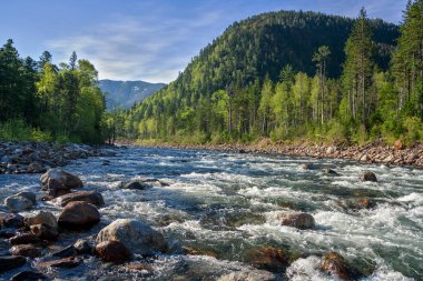 Nehir Snegnaya dağlarda ridge Khamar-Daban, Pribaikalie, Doğu Sibirya