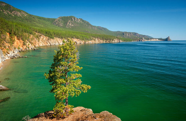 Shore of Lake Baikal in Eastern Siberia, Irkutsk region
