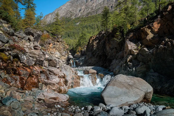 Canyon on the river Middle Sakukan in Eastern Siberia — Stock Image Canyon River Middle Sakukan Eastern Siberia Stock Photo